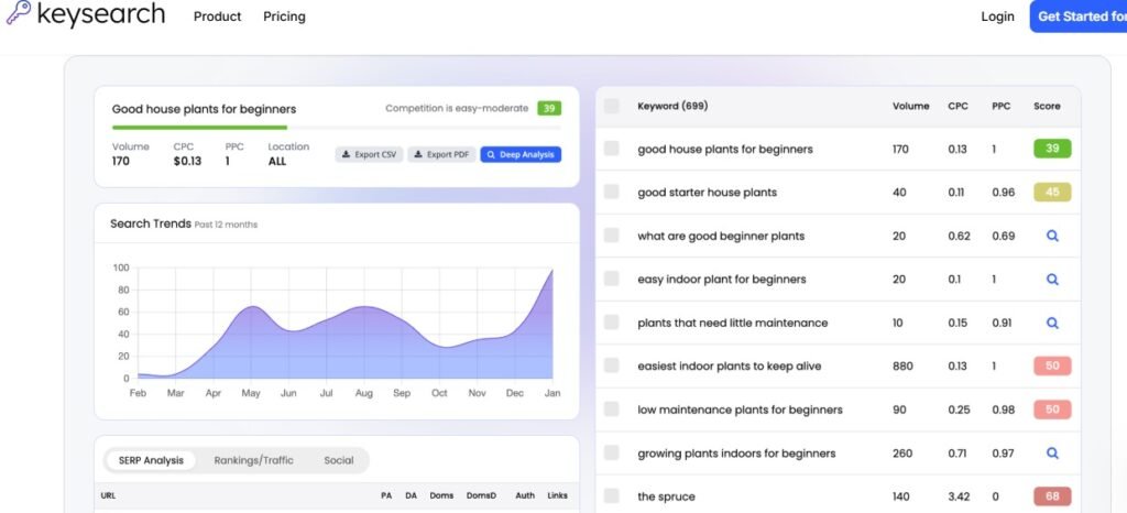 All in one keyword research tool