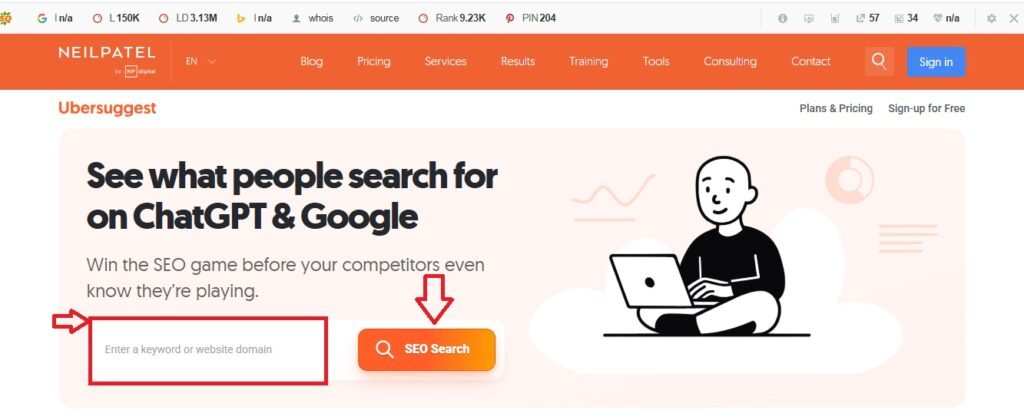 Ubersuggest helps you do an AI keyword research to find the easy o rank keywords for your online content or website.