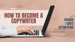 A beginner learning how to become a copywriter from home.